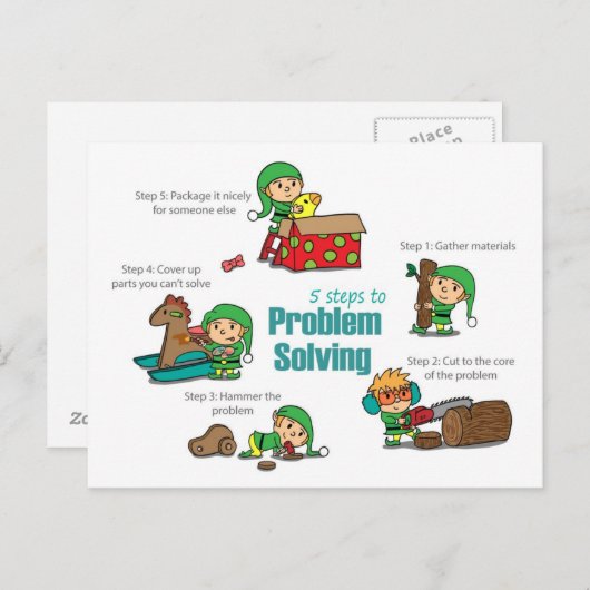 Carte postale de Noël amusante : Elfes à la résolu (Devant / Derrière)