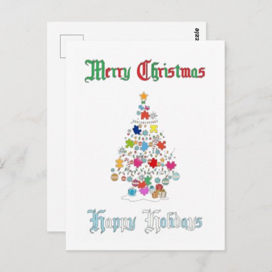 Carte postale de Noël autistique (Devant / Derrière)