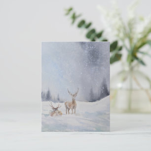 Carte postale de Noël aux Cerfs d'Aquarelle - Fest