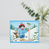 Carte postale de Noël aux oiseaux de chats mignons (Debout devant)