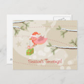 Carte postale de Noël aux oiseaux de neige mignonn (Devant / Derrière)