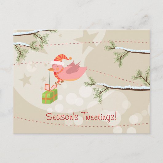 Carte postale de Noël aux oiseaux de neige mignonn (Devant)