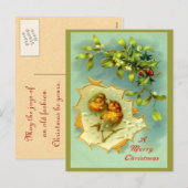 Carte postale de Noël aux oiseaux d'hiver vintages (Devant / Derrière)