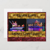 Carte postale de Noël avec bateaux éclairés (Devant / Derrière)