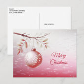 Carte postale de Noël avec boule décorative rose (Devant / Derrière)