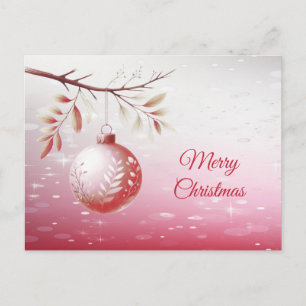 Carte postale de Noël avec boule décorative rose