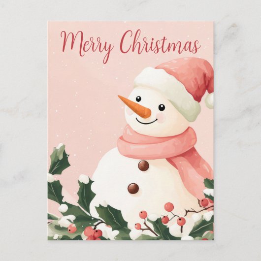 Carte postale de Noël avec joli Snowman (Devant)