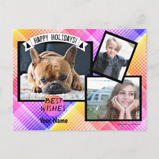 Carte postale de Noël avec Rainbow Plaid HAMbWG (Devant)