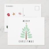 Carte postale de Noël avec sapin et ornements (Devant / Derrière)