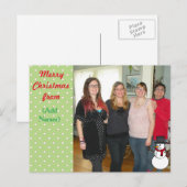 Carte postale de Noël avec Snowman (Devant / Derrière)