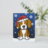 Carte postale de Noël Beagle Kawaii (Debout devant)