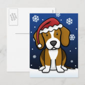 Carte postale de Noël Beagle Kawaii (Devant / Derrière)