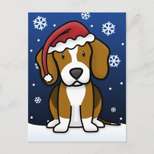Carte postale de Noël Beagle Kawaii (Devant)