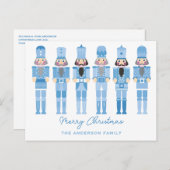 CARTE POSTALE DE NOËL BLEU NUTCRACKERS (Devant / Derrière)