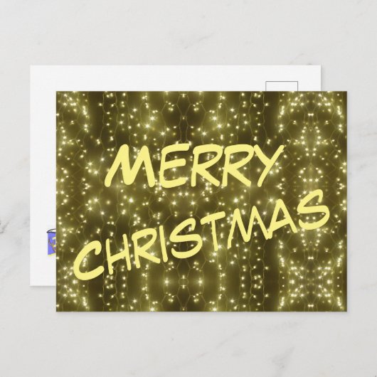 Carte postale de Noël brillant d'or (Devant / Derrière)