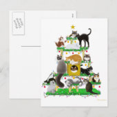 Carte postale de Noël Cat Tree (Devant / Derrière)