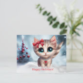 Carte postale de Noël Chat Kitty et Tree Holiday (Debout devant)