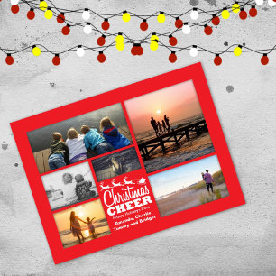 Carte postale de Noël Cheer Red Holiday