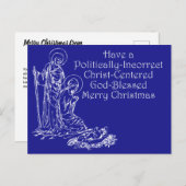Carte postale de Noël chrétienne politiquement inc (Devant / Derrière)