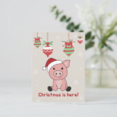Carte postale de Noël cochons Animaux Fêtes (Debout devant)