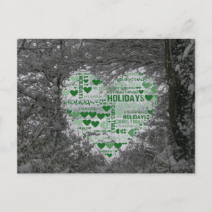 Carte postale de Noël Coeur vert Joyeux vacances