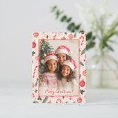 Carte postale de Noël couleur rose (Debout devant)