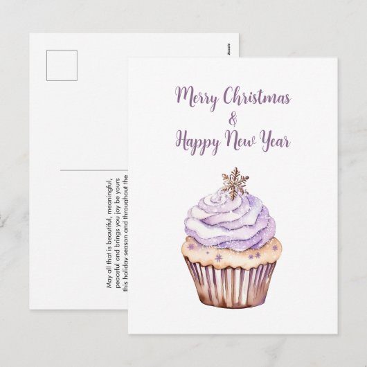 Carte postale de Noël, Cupcake de Noël (Devant / Derrière)