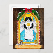 Carte postale de Noël Cute Cat Mouse (Devant / Derrière)