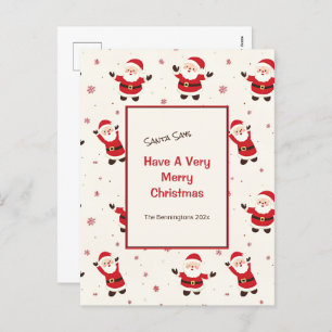 Carte postale de Noël Cute Retro Père Noël