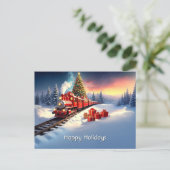 Carte postale de Noël d'arbre de train rouge de va (Debout devant)