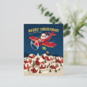 Carte postale de Noël d'avion père Noël (Debout devant)