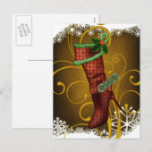 Carte postale de Noël de botte de vacances (Devant / Derrière)