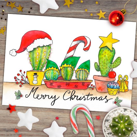 Carte postale de Noël de Cactus par Nicole Janes