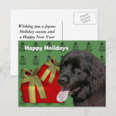 Carte postale de Noël de chien de Terre-Neuve (Devant / Derrière)