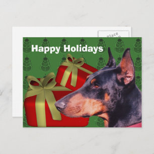 Carte postale de Noël de chien Doberman