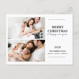 Carte postale de Noël de deux familles modernes