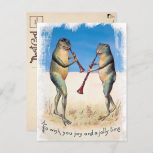 Carte postale de Noël de Frog vintage Music 