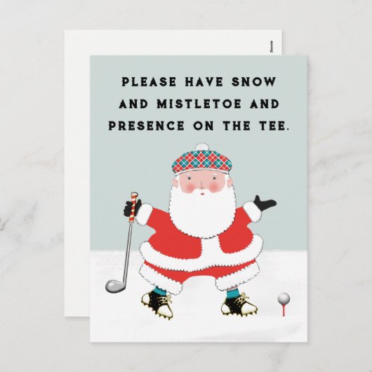 Carte postale de Noël de golf (Devant / Derrière)