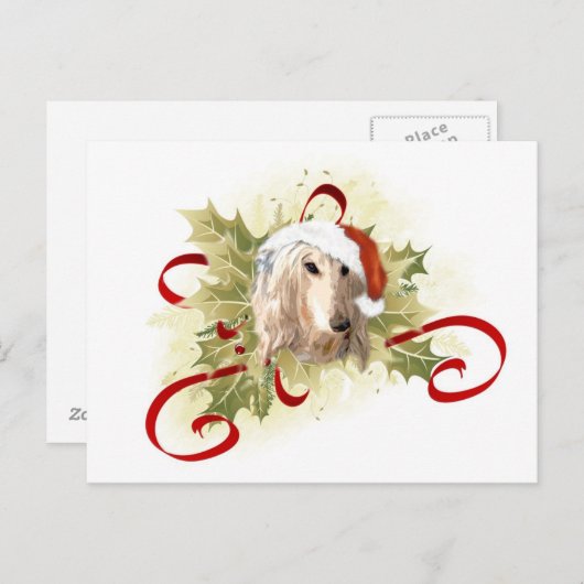 Carte postale de Noël de Hound Afghan (Devant / Derrière)