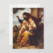Carte postale de Noël de Jésus et des enfants (Devant / Derrière)