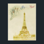 Carte postale de Noël de Joyeux Noel<br><div class="desc">Une foule des anges au-dessus de Tour Eiffel sur cette belle carte postale de Noël. Images vintages combinées pour donner une sensation traditionnelle démodée à cette carte. La salutation française de Noël de Joyeux Noel est imprimée dans une police d'effet de parties scintillantes dans les couleurs du drapeau français tricolore....</div>