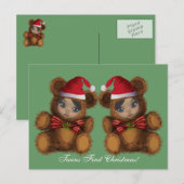Carte postale de Noël de jumeaux de Père Noël (Devant / Derrière)