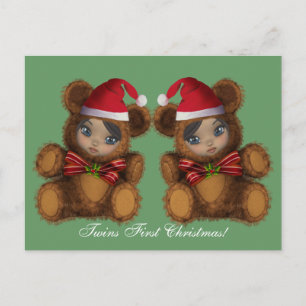 Carte postale de Noël de jumeaux de Père Noël