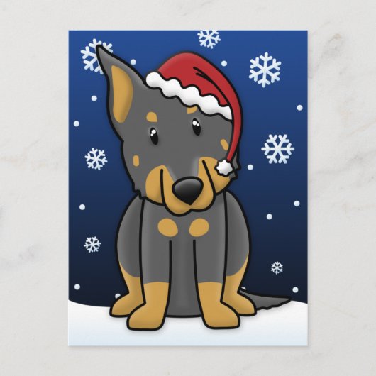 Carte postale de Noël de Kawaii Beauceron (Devant)