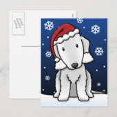 Carte postale de Noël de Kawaii Bedlington Terrier (Devant / Derrière)