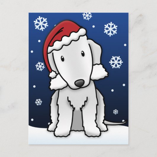Carte postale de Noël de Kawaii Bedlington Terrier (Devant)