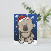 Carte postale de Noël de Keeshond de Kawaii (Debout devant)