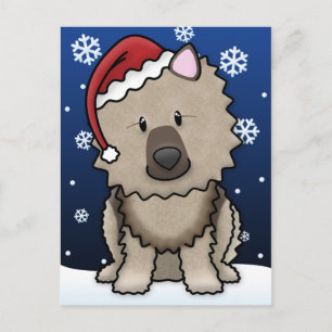 Carte postale de Noël de Keeshond de Kawaii