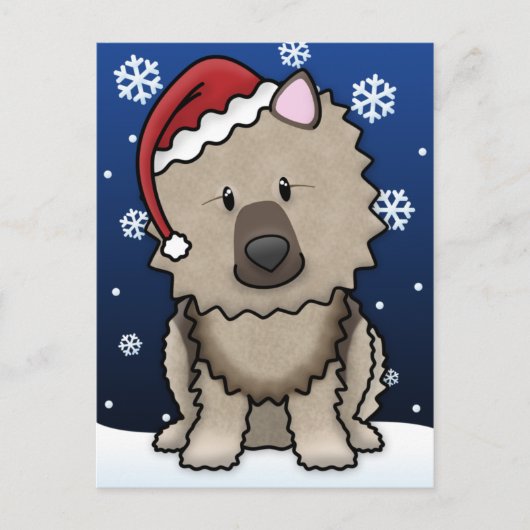 Carte postale de Noël de Keeshond de Kawaii (Devant)