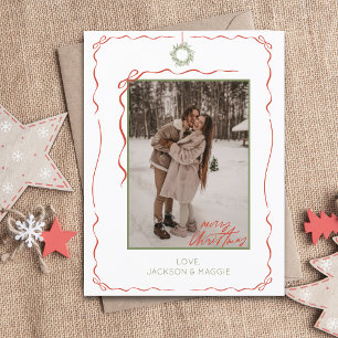 Carte postale de Noël de la boîte rouge de la cour